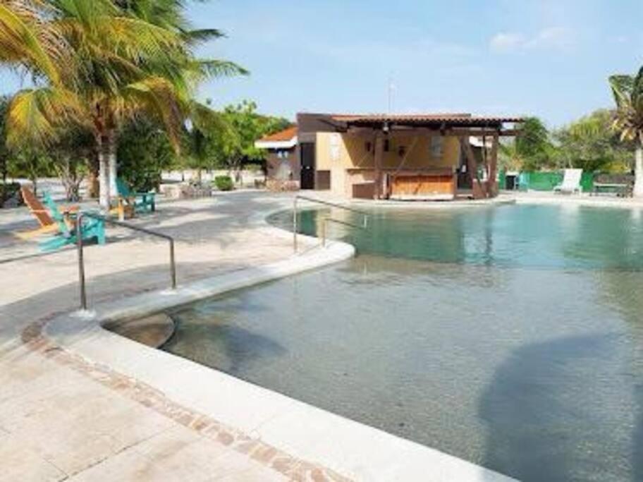 Beachfront Apartment With Swimming Pool. One Bedroom Celestun Esterno foto
